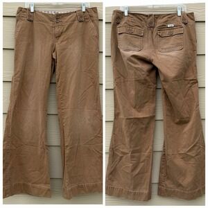 Abercrombie & Fitch Y2K Tan Wide Leg Pants Low Rise Utility Flare Vtg Sz 10